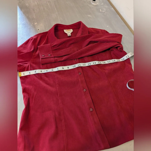 Talbots Petites Stretch Red Long sleeve Blouses Top  SZ L - Picture 4 of 5